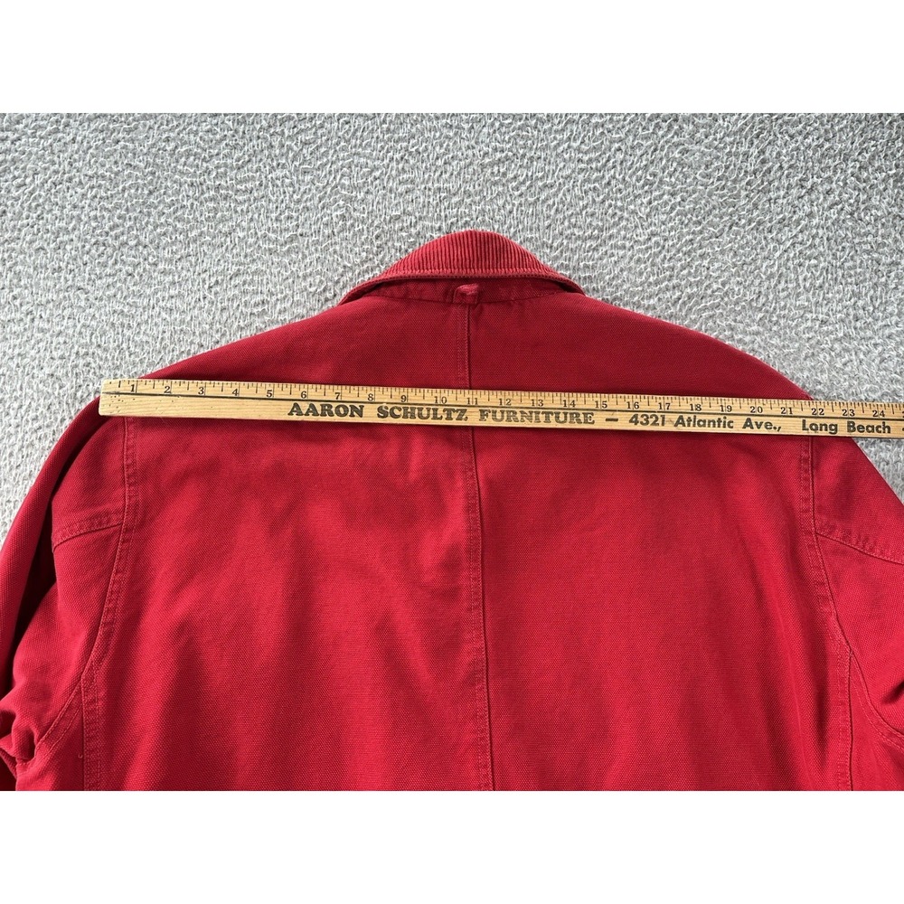 Vintage Abercrombie & Fitch Chore Coat Medium Red Corduroy Trim Oversized Lined - Picture 14 of 16